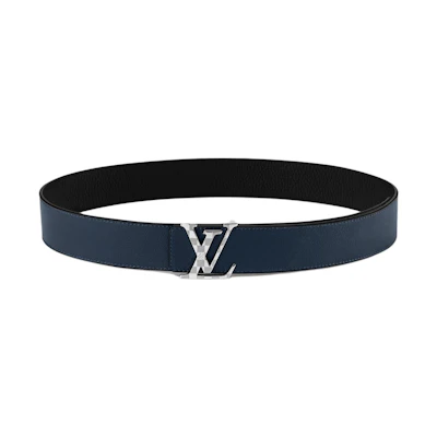 LOUIS VUITTON Logo Buckle Leather Belt Blue 4cm M8361U