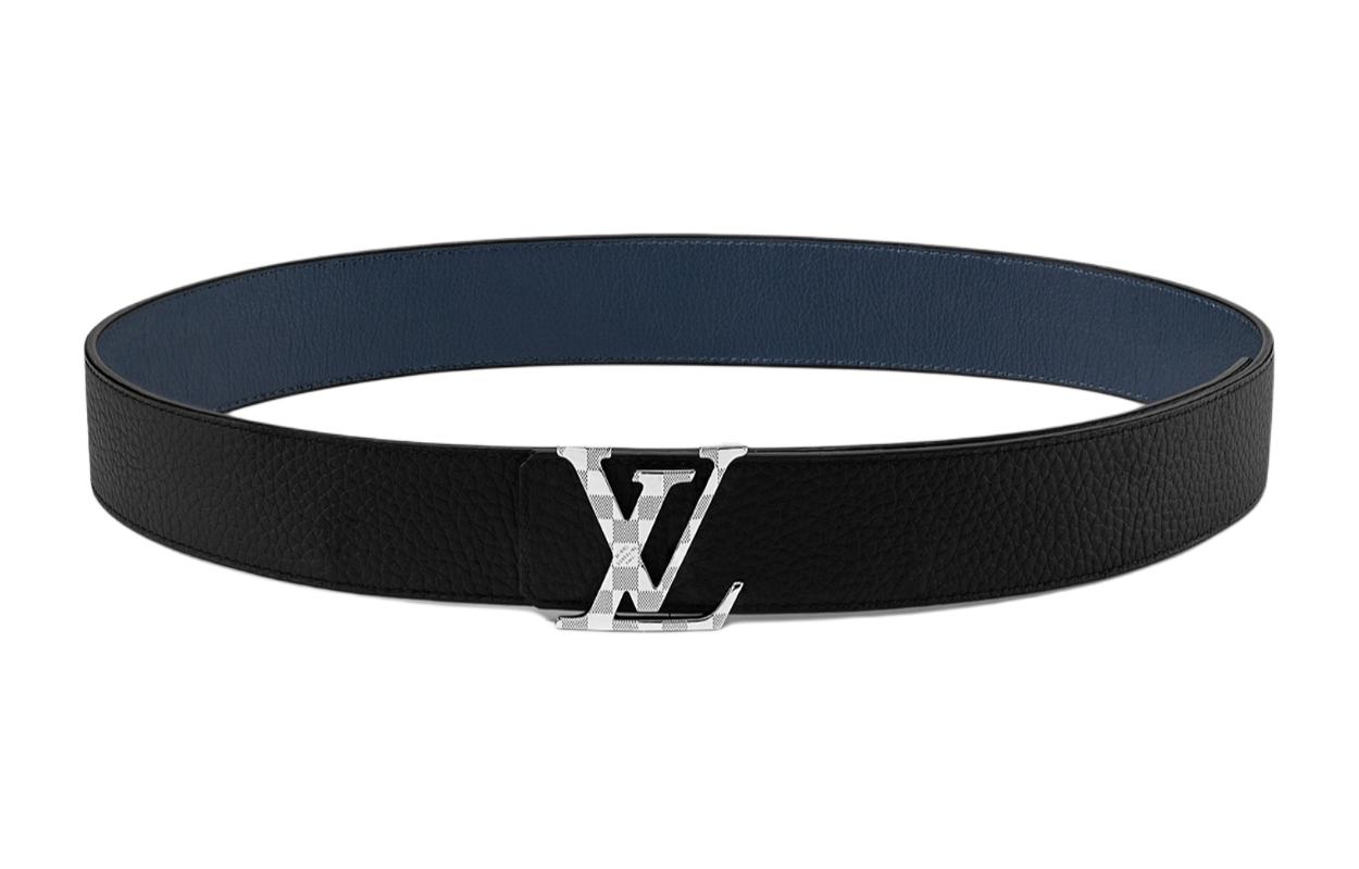 LOUIS VUITTON Logo Buckle Leather Belt Blue 4cm M8361U 圖 3