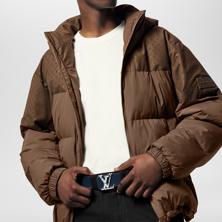 LOUIS VUITTON Logo Buckle Leather Belt Blue 4cm M8361U 圖 5