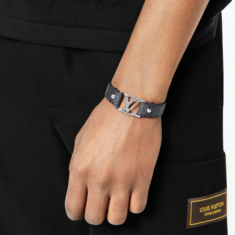 LOUIS VUITTON Logo Calfskin Bracelet Unisex M8001E 圖 5