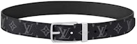 Buy LOUIS VUITTON Logo Canvas Belt Black 35CM Wide Waist Accessory M8859Q
