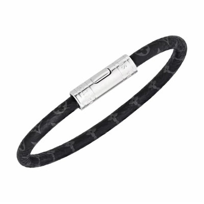 Pulsera Negra para Hombre Louis Vuitton Logo Canvas Metal. M4026 Lookbook Pulsera Negra para Hombre Louis Vuitton Logo Canvas Metal. M4026