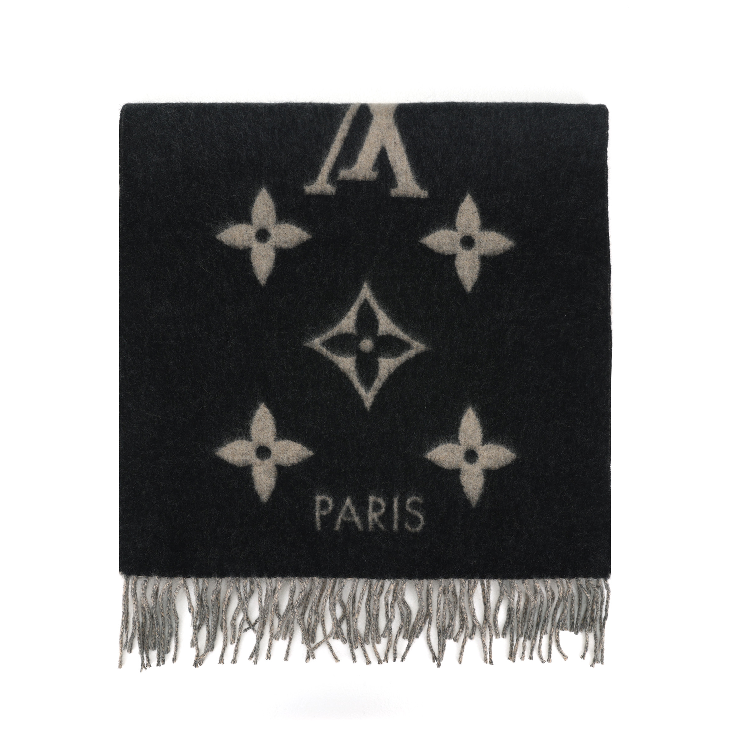 LOUIS VUITTON Logo Cashmere Scarf Unisex Couple Style. M70869