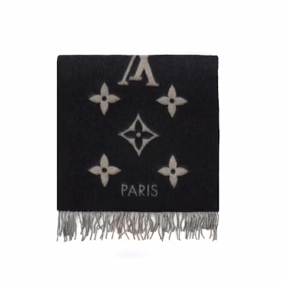 LOUIS VUITTON Logo Cashmere Scarf Unisex Couple Style. M70869