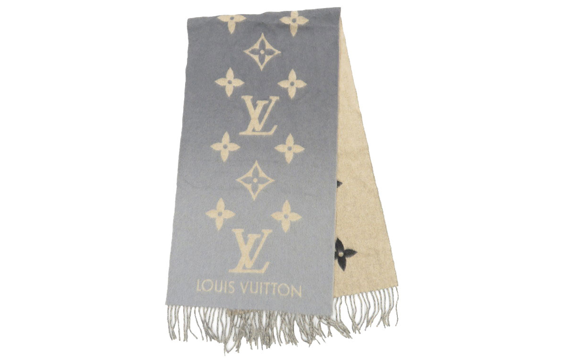 LOUIS VUITTON Logo Cashmere Scarf Unisex Couple Style. M70869 圖 2