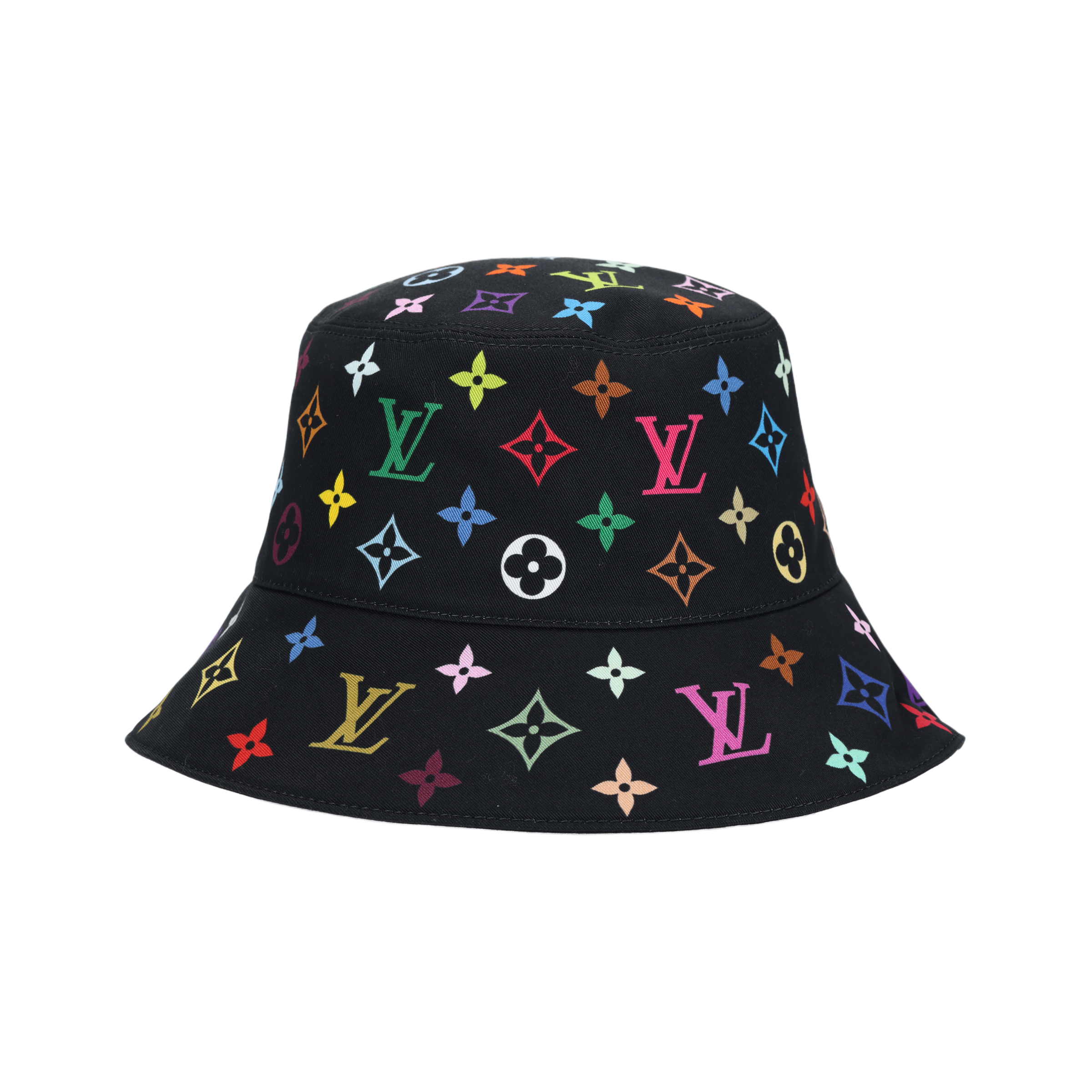 LOUIS VUITTON Logo Cotton Bucket Hat Black Unisex Couple Style. M7985