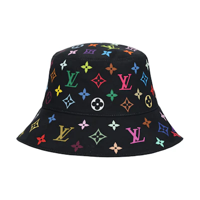 LOUIS VUITTON Logo Cotton Bucket Hat Black Unisex Couple Style. M7985