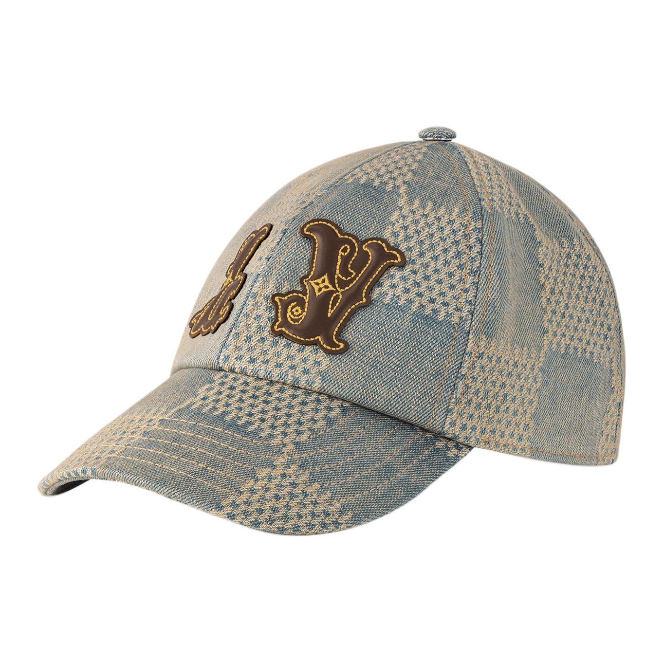 LOUIS VUITTON Logo Cotton Denim Blue Baseball Cap for Men. M7690L