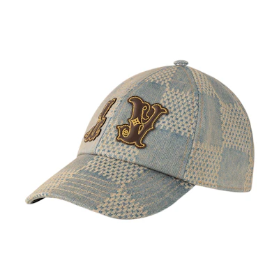 LOUIS VUITTON Logo Cotton Denim Blue Baseball Cap for Men. M7690L