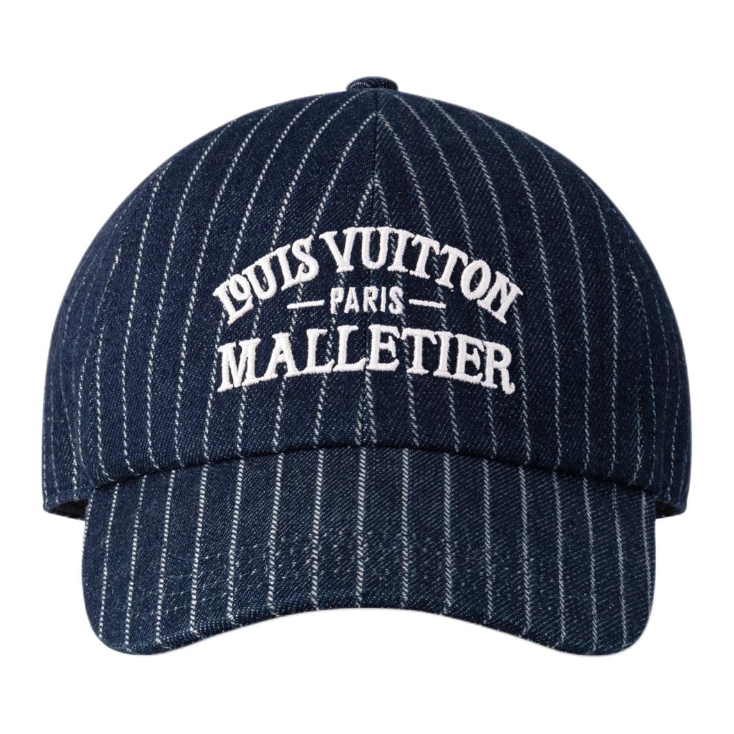 Lookbook Louis Vuitton Logo Cotton Viscose Beaded Baseball Cap Navy Blue Mens M5146M