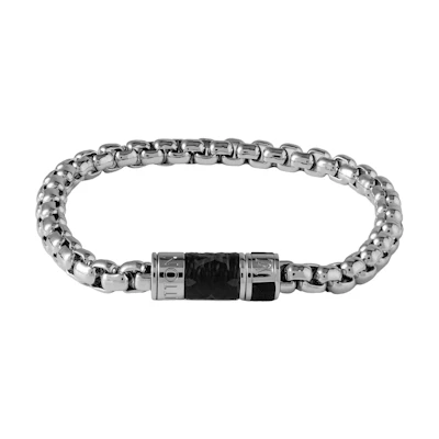 LOUIS VUITTON Logo Cuban Chain Metal Bracelet Silver M63107