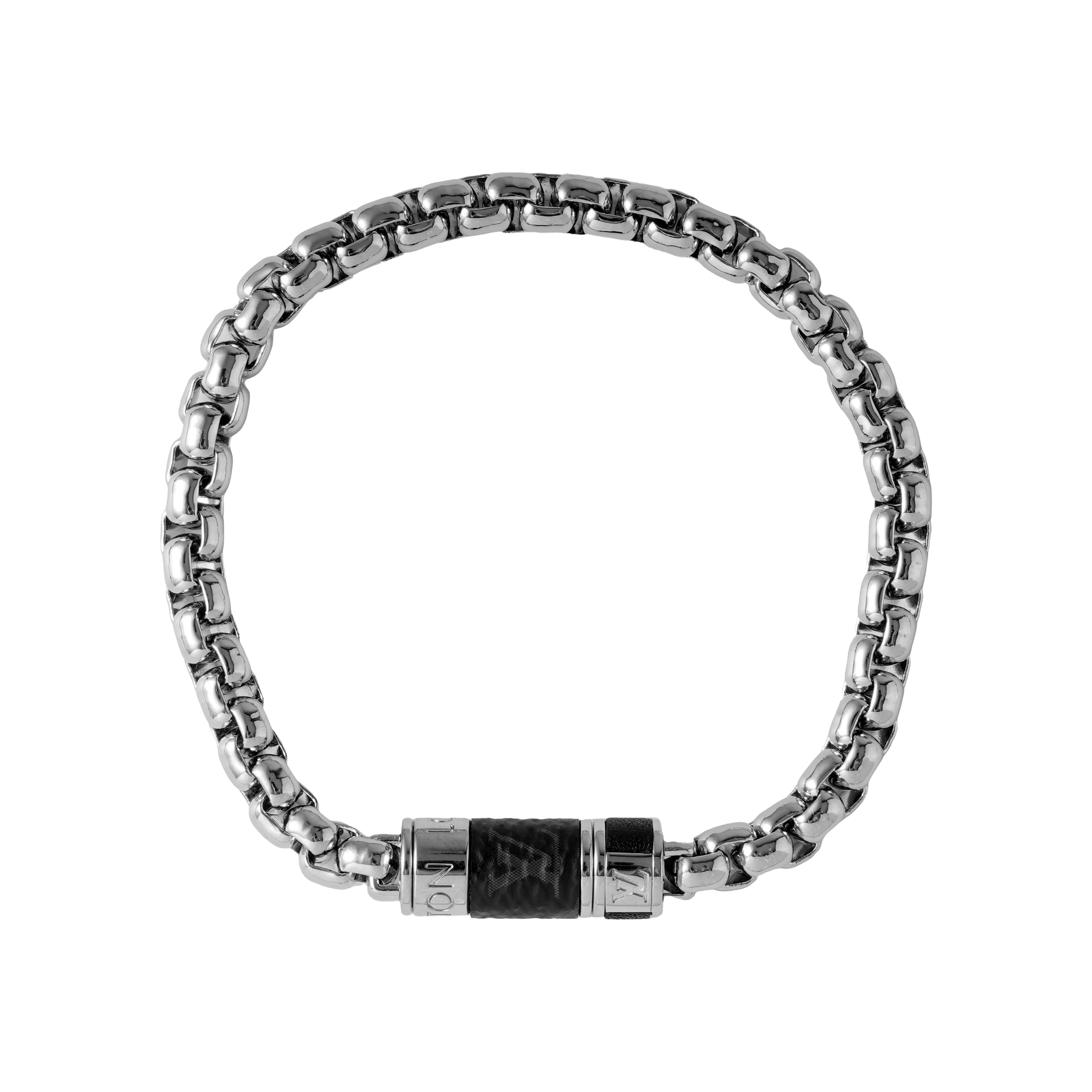 Lookbook 루이 비통 로고 쿠반 체인 메탈 팔찌 실버 M63107