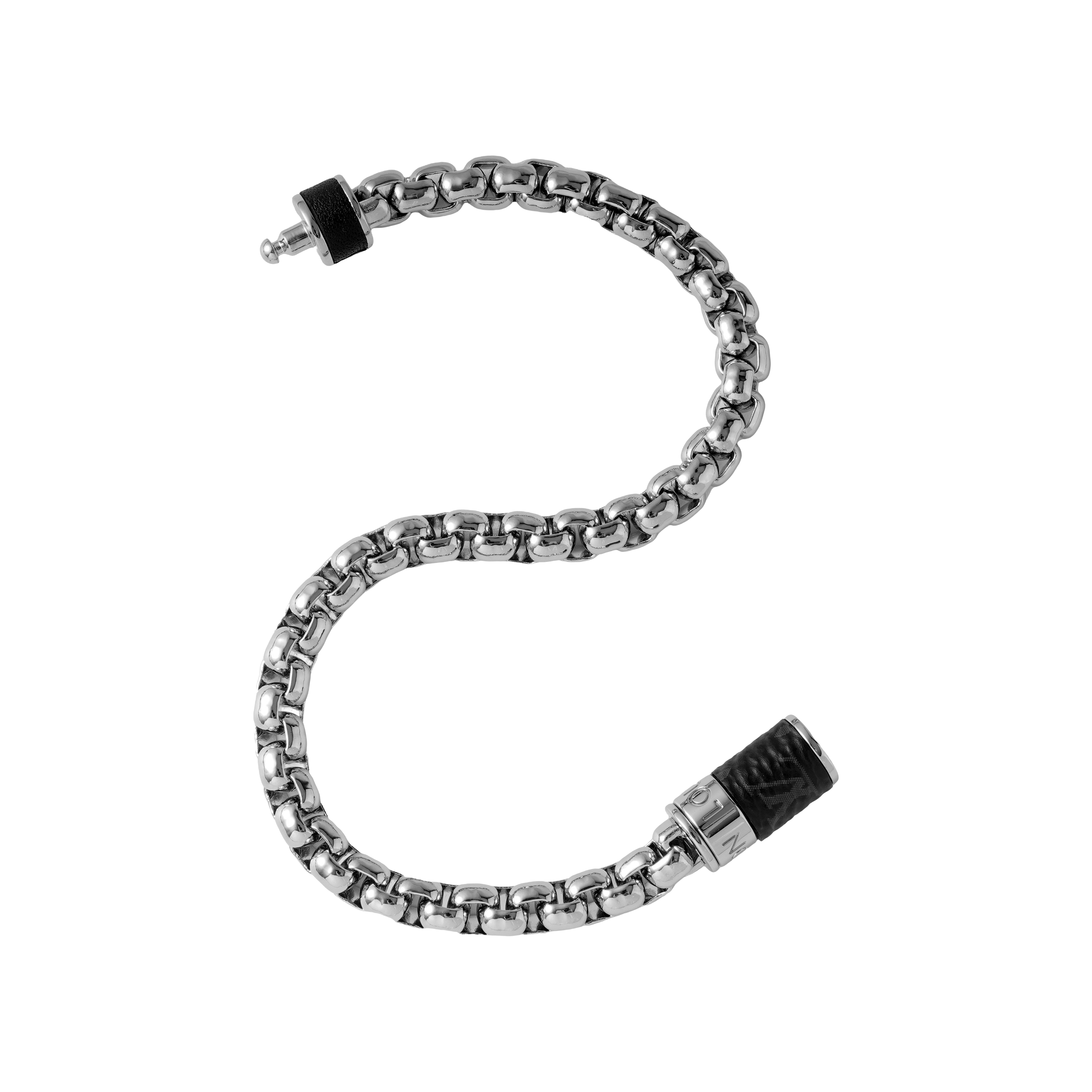 Shop 루이 비통 로고 쿠반 체인 메탈 팔찌 실버 M63107