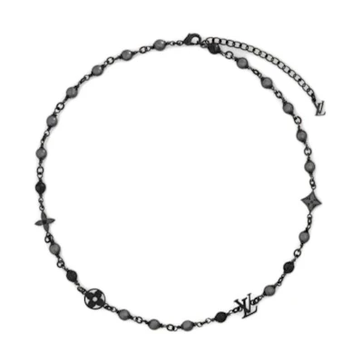 LOUIS VUITTON Logo Design Black Metal Bracelet for Men. M02445