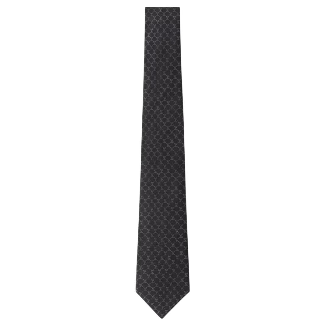 LOUIS VUITTON Logo Design Black Silk  Tie M95671