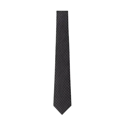 LOUIS VUITTON Logo Design Black Silk Tie M95671