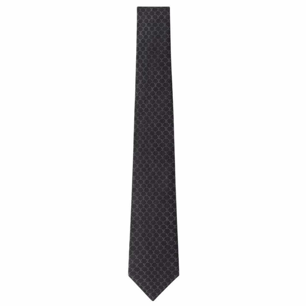LOUIS VUITTON Logo Design Black Silk  Tie M95671 圖 2