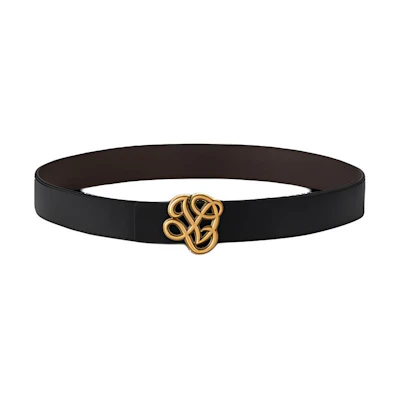 LOUIS VUITTON Logo Design Brown Leather Belt with Brass Buckle Unisex 3.5CM Wide M8880