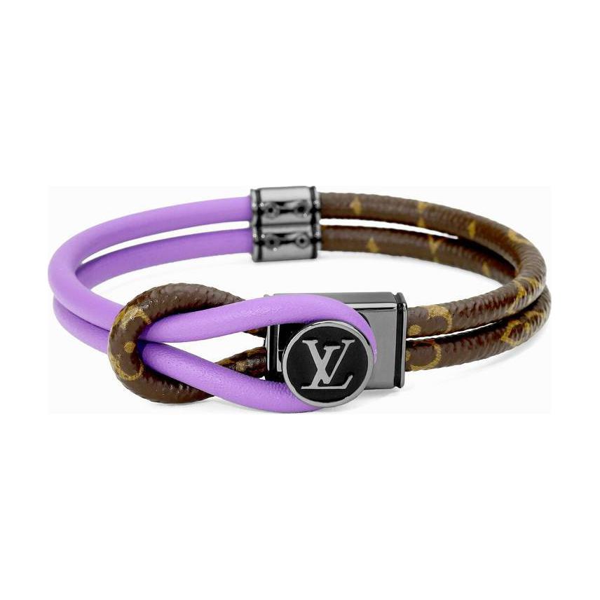 LOUIS VUITTON Logo Design Calfskin Bracelet Purple Unisex. M8092D