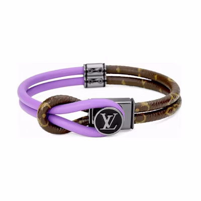 LOUIS VUITTON Logo Design Calfskin Bracelet Purple Unisex. M8092D