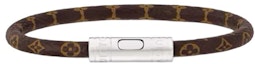 Buy LOUIS VUITTON Logo Design Canvas Bracelet with Metal Accents Brown Accessory M4025E