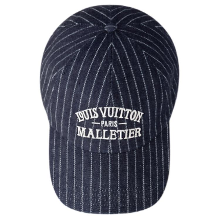 Shop LOUIS VUITTON Logo Design Cotton Viscose Bead Baseball Cap Navy Blue Mens M5146L
