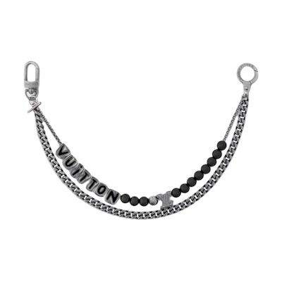 LOUIS VUITTON Logo Design Glass Metal Chain Belt Silver Mens. M02531