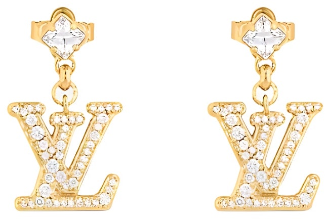 louis-vuitton-logo-design-gold-metal-crystal-earrings-unisex-couple-style-m01844