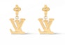 Shop Anting Kristal Logam Emas Logo Louis Vuitton Unisex Gaya Pasangan. M01844