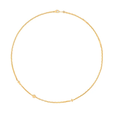 LOUIS VUITTON Logo Design Gold Metal Necklace for Men. M02740