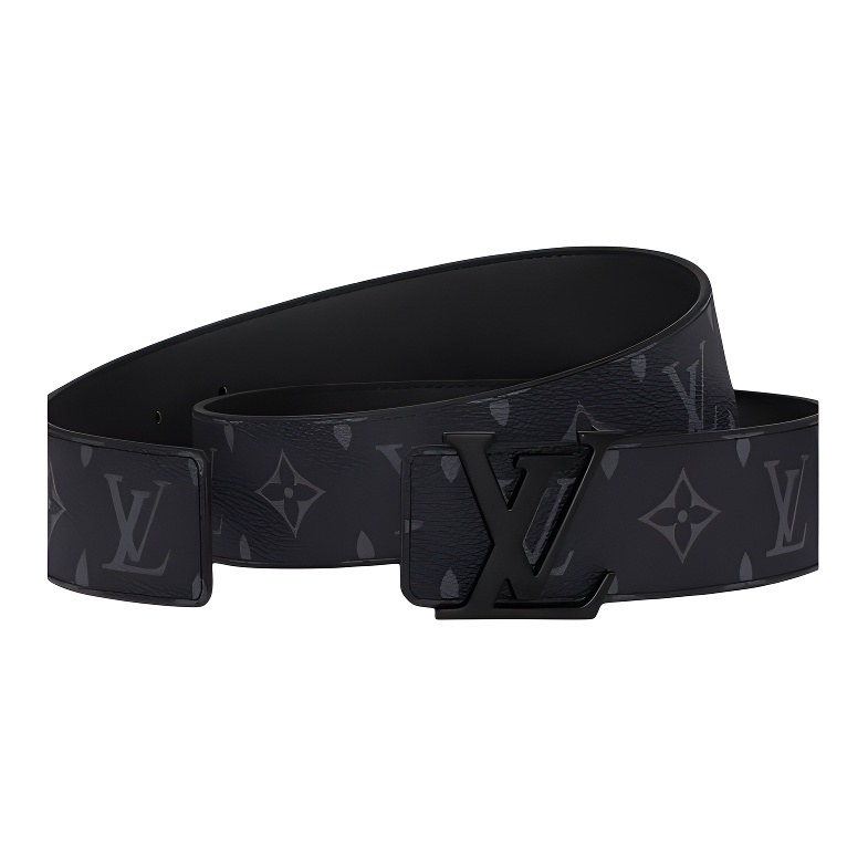 Lookbook Louis Vuitton Logo Design Leather Belt for Men Black Width 4CM M4482R