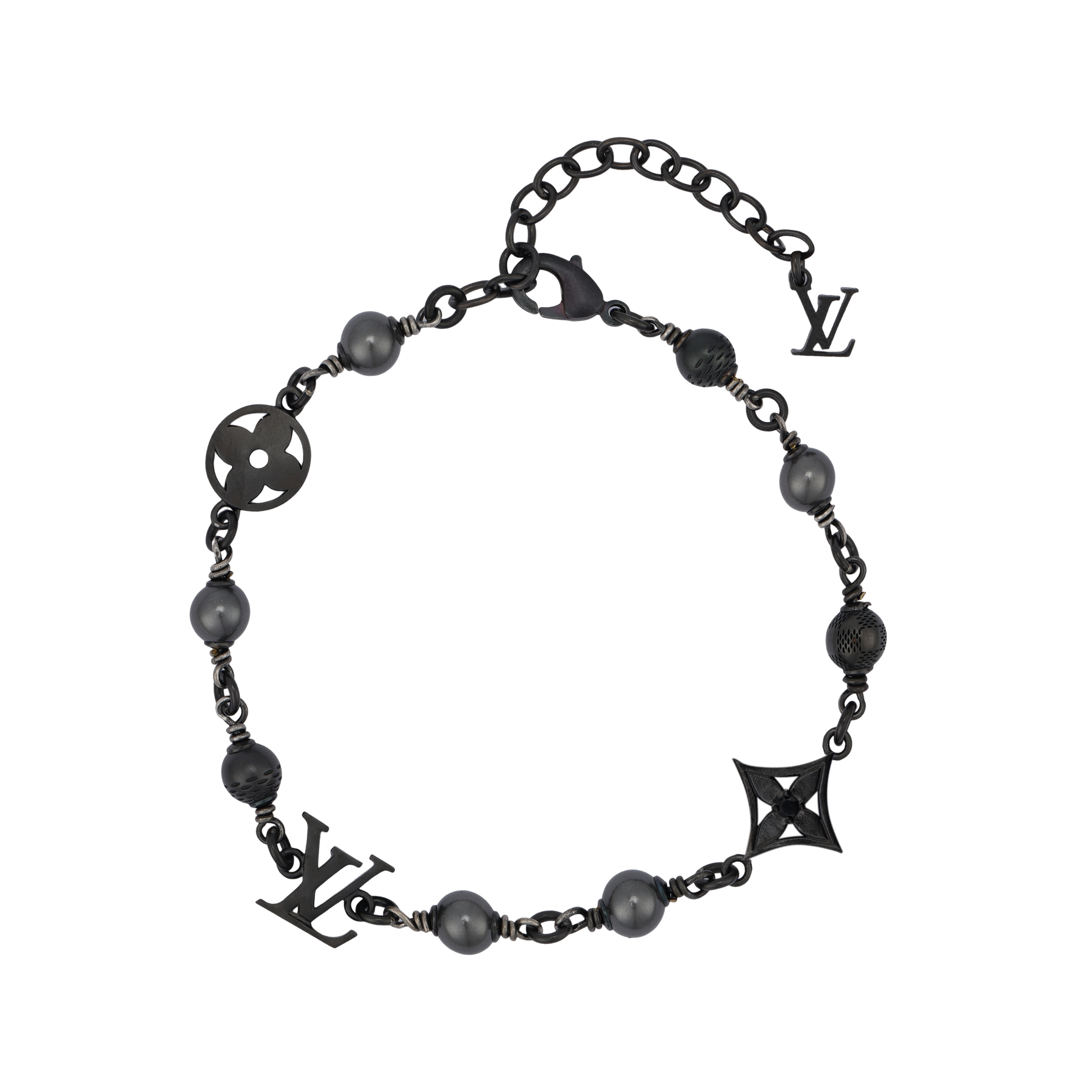 LOUIS VUITTON Logo Design Metal Bracelet Unisex Couple Black M1391A