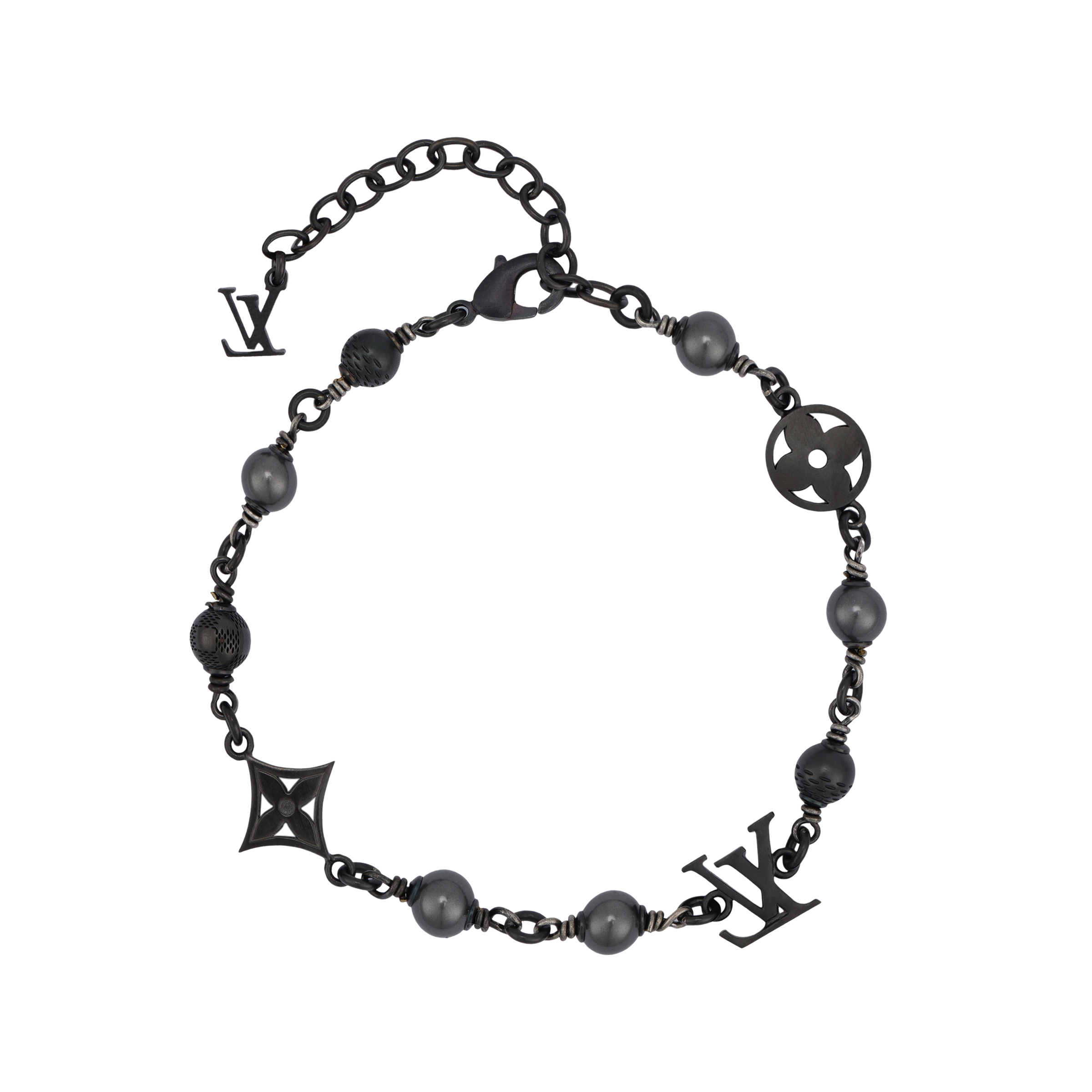 LOUIS VUITTON Logo Design Metal Bracelet Unisex Couple Black M1391A 圖 3