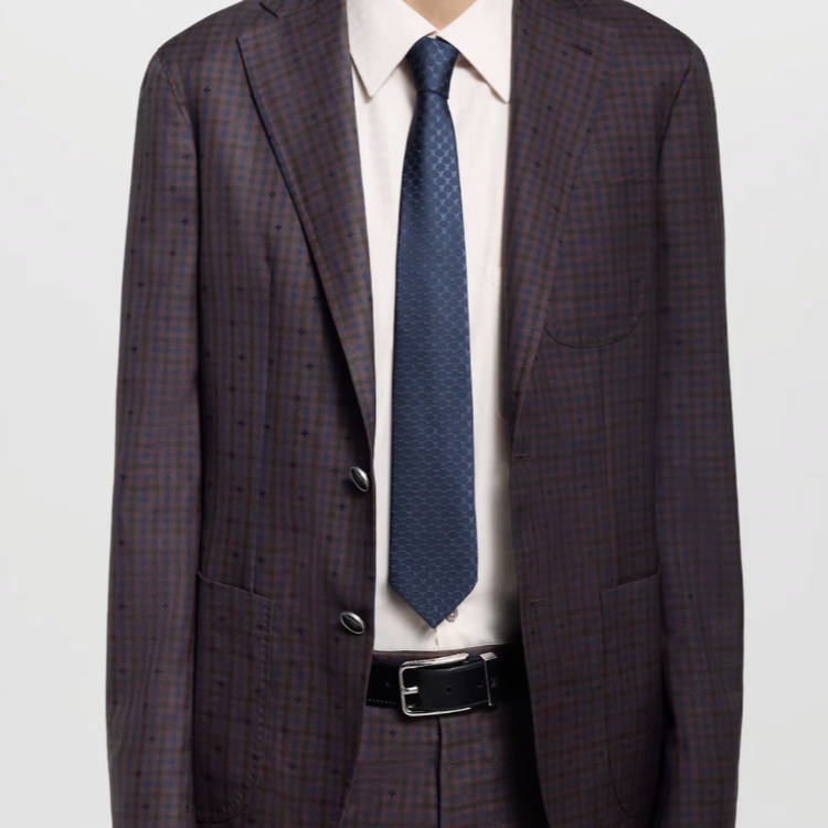 LOUIS VUITTON Logo Design Mulberry Silk Tie  Dark Blue M95670 圖 3