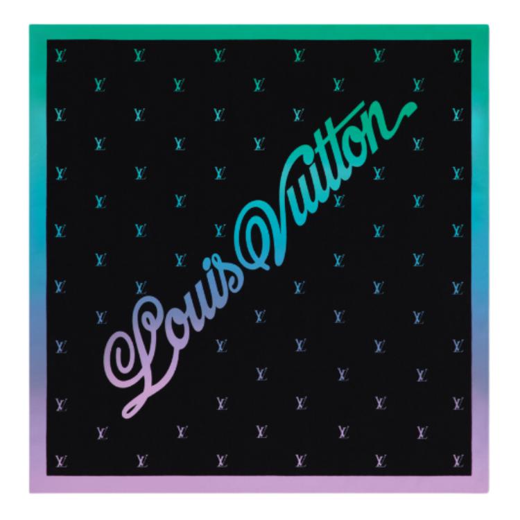 Louis Vuitton Logo Design Silk Scarf for Men in Black. M96066