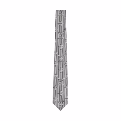 LOUIS VUITTON Logo Design Silk Tie for Men Grey Color M77998