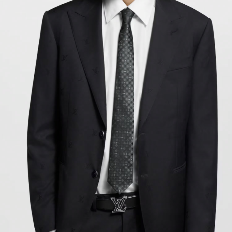 LOUIS VUITTON Logo Design Silk Tie for Men in Black. M94999 圖 3