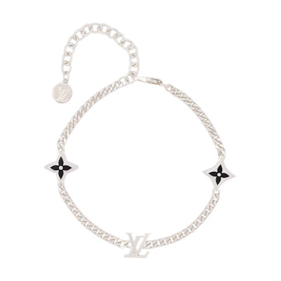 LOUIS VUITTON Logo Detail 925 Silver Bracelet Silver M1520A