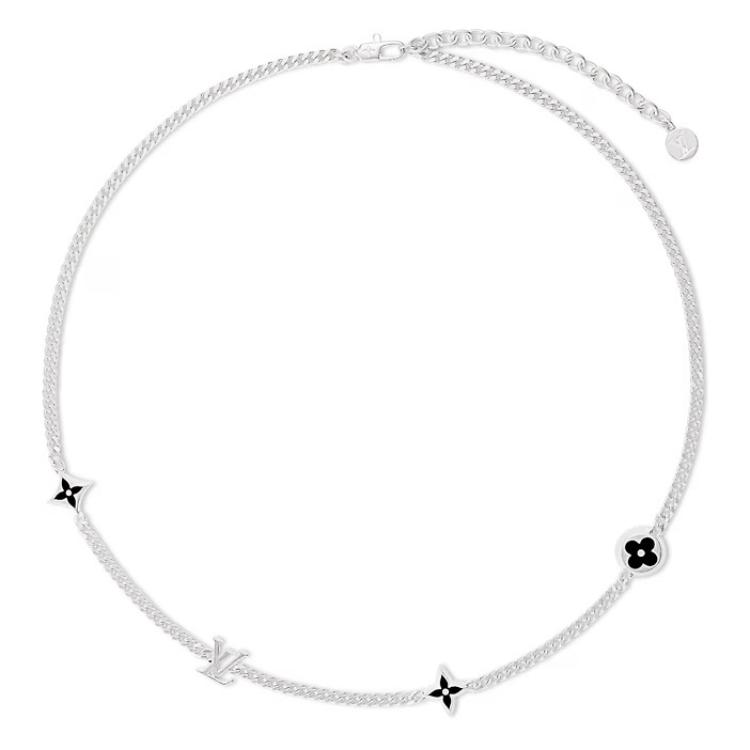 LOUIS VUITTON Logo Detail 925 Silver Necklace  Silver. M01717