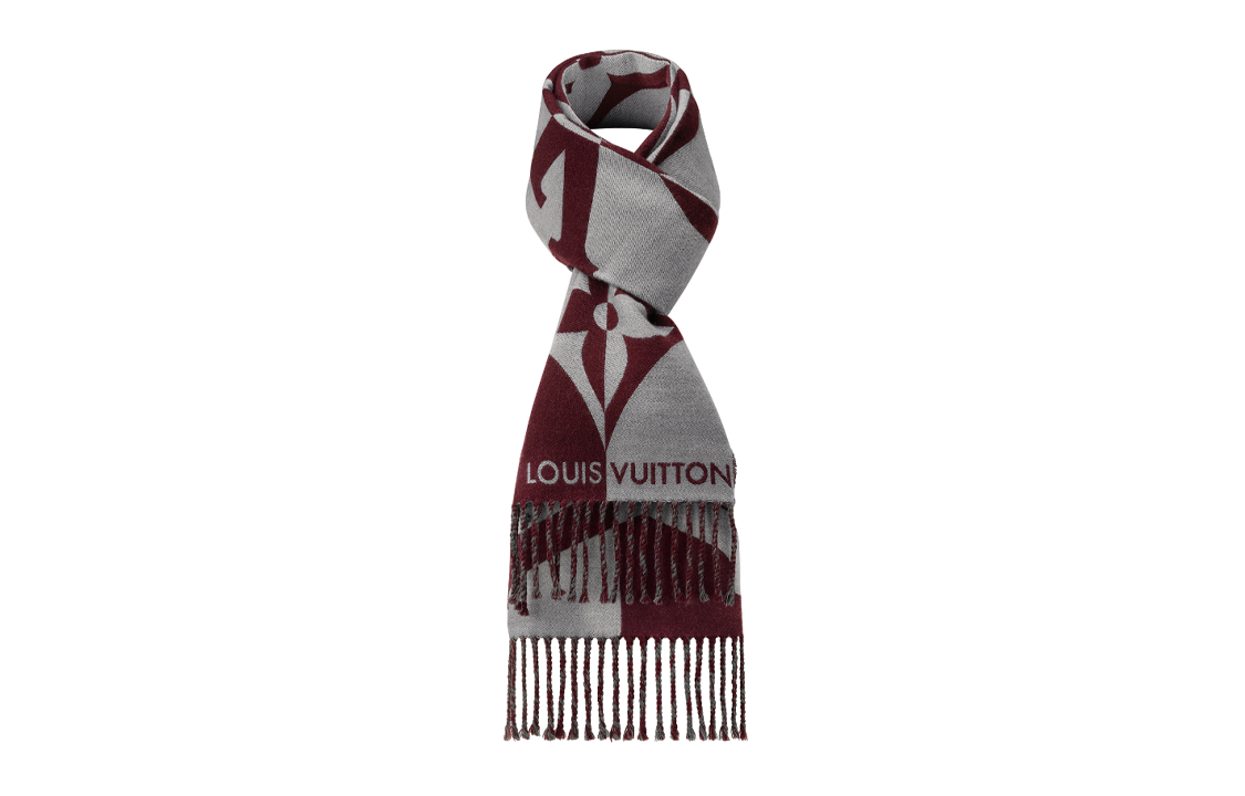 LOUIS VUITTON Logo Embellished Knit Scarf Red  Fashion Accessory. M79352 圖 3