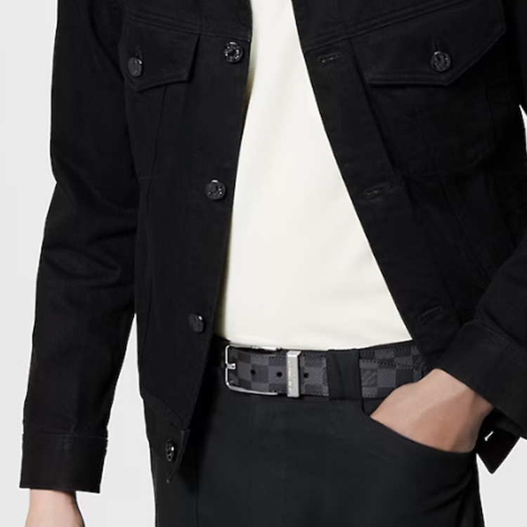 Shop Cinturón Gris LOUIS VUITTON Logo Grabado Damier Calfskin 3.5CM. M8200Q