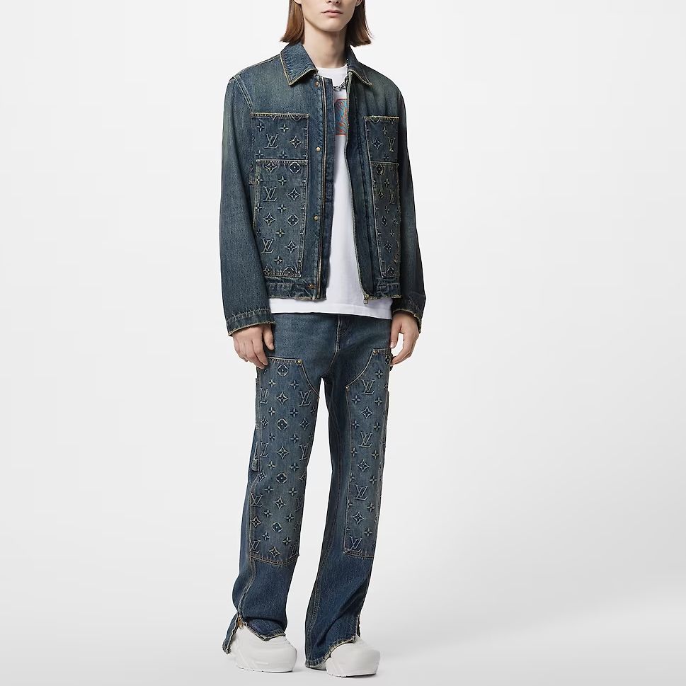 Purchase LOUIS VUITTON 男士深藍Logo壓紋丹寧外套 休閒工作服 1ABJ75