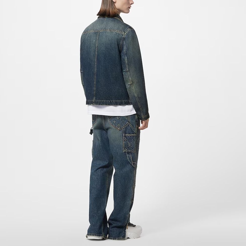 Details for LOUIS VUITTON 男士深藍Logo壓紋丹寧外套 休閒工作服 1ABJ75