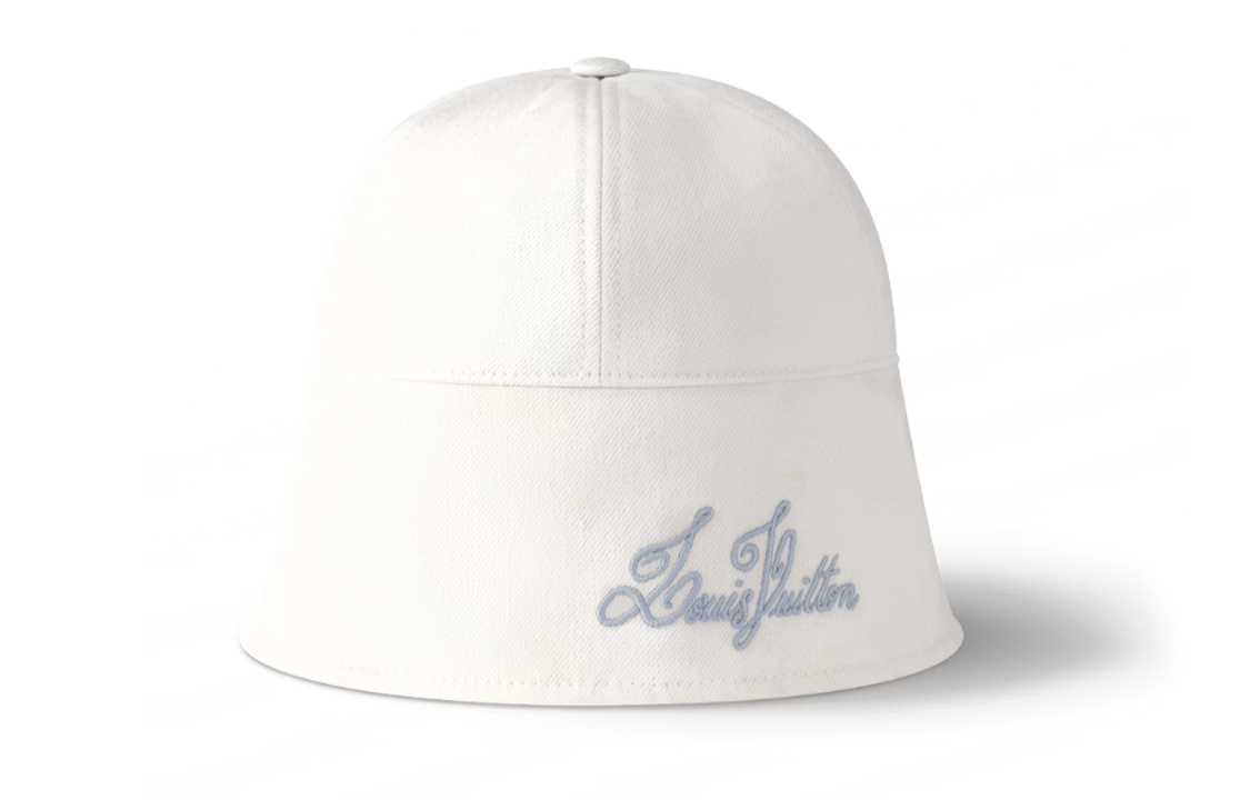LOUIS VUITTON Logo Embroidered Cotton Bucket Hat White Unisex m7498m