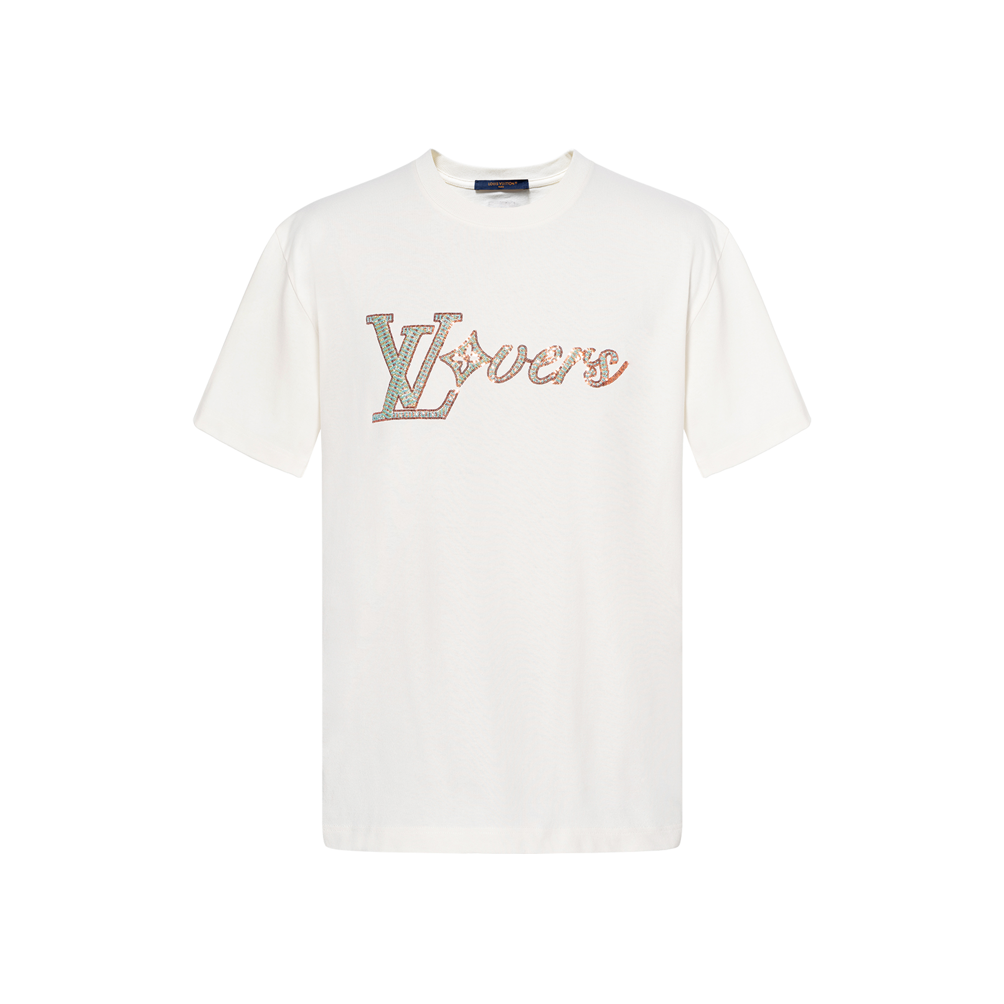 LOUIS VUITTON Logo Embroidered Crewneck T-Shirt White FW24  Tee 1AFR96