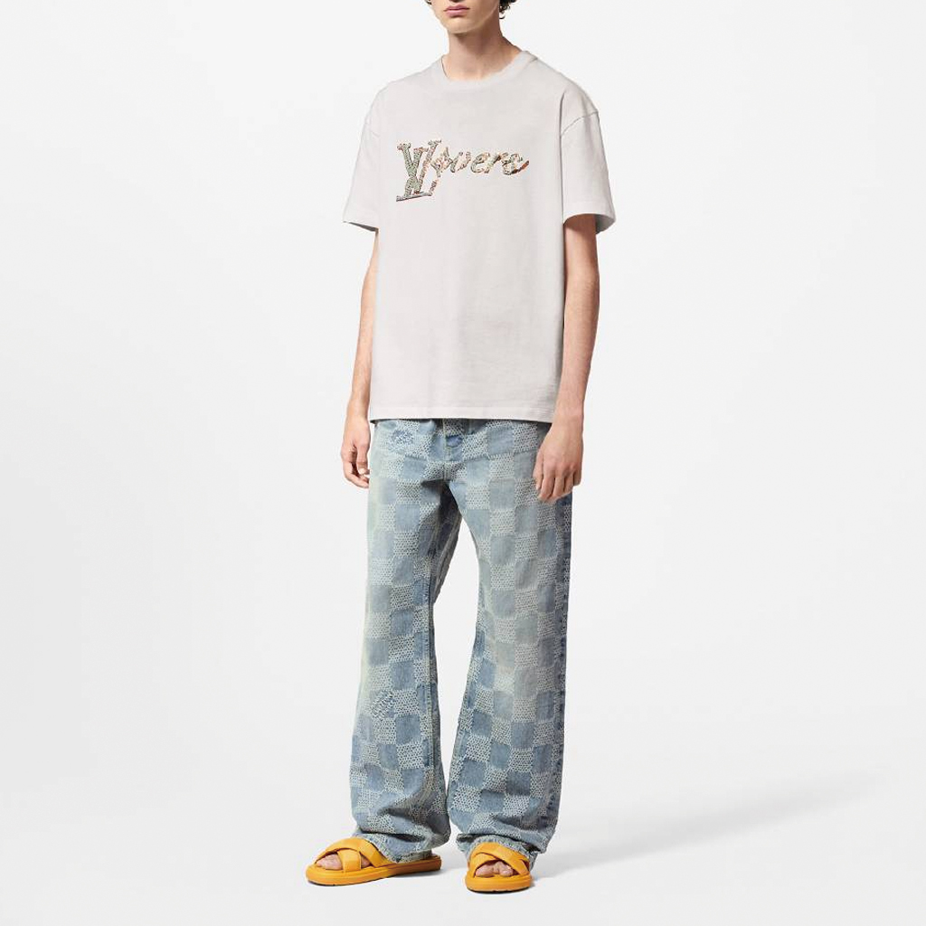 Lookbook 路易威登 LOGO 刺繡 圓領T恤 白色 FW24 短袖 1AFR96