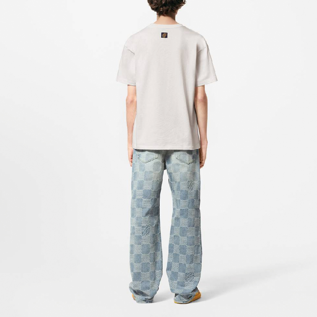 Shop 路易威登 LOGO 刺繡 圓領T恤 白色 FW24 短袖 1AFR96