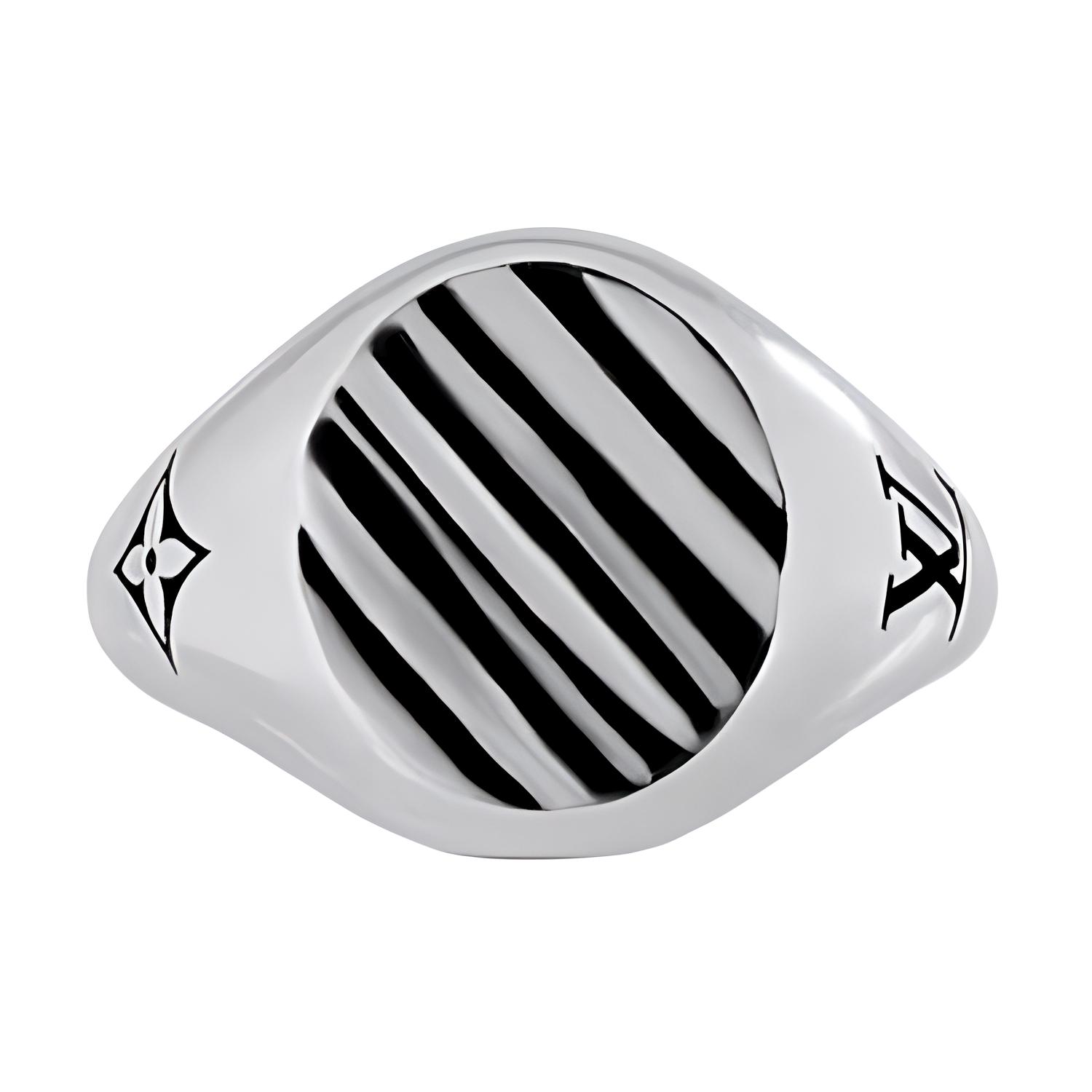 Lookbook 루이비통 로고 각인 925 실버 유니섹스 커플 반지 - 실버. M1160M