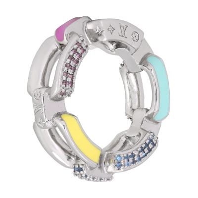 LOUIS VUITTON Logo Engraved Original Design Metal Ring Silver for Men M0918