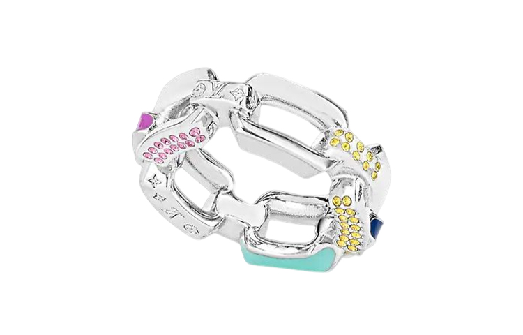 Lookbook 루이비통 남성용 로고 각인 오리지널 디자인 메탈 링 실버 M0918